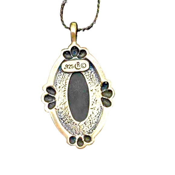 Carolyn Pollack Relios Southwest Style .925 Silver Pendant Necklace Stone Inlay - Picture 4 of 4